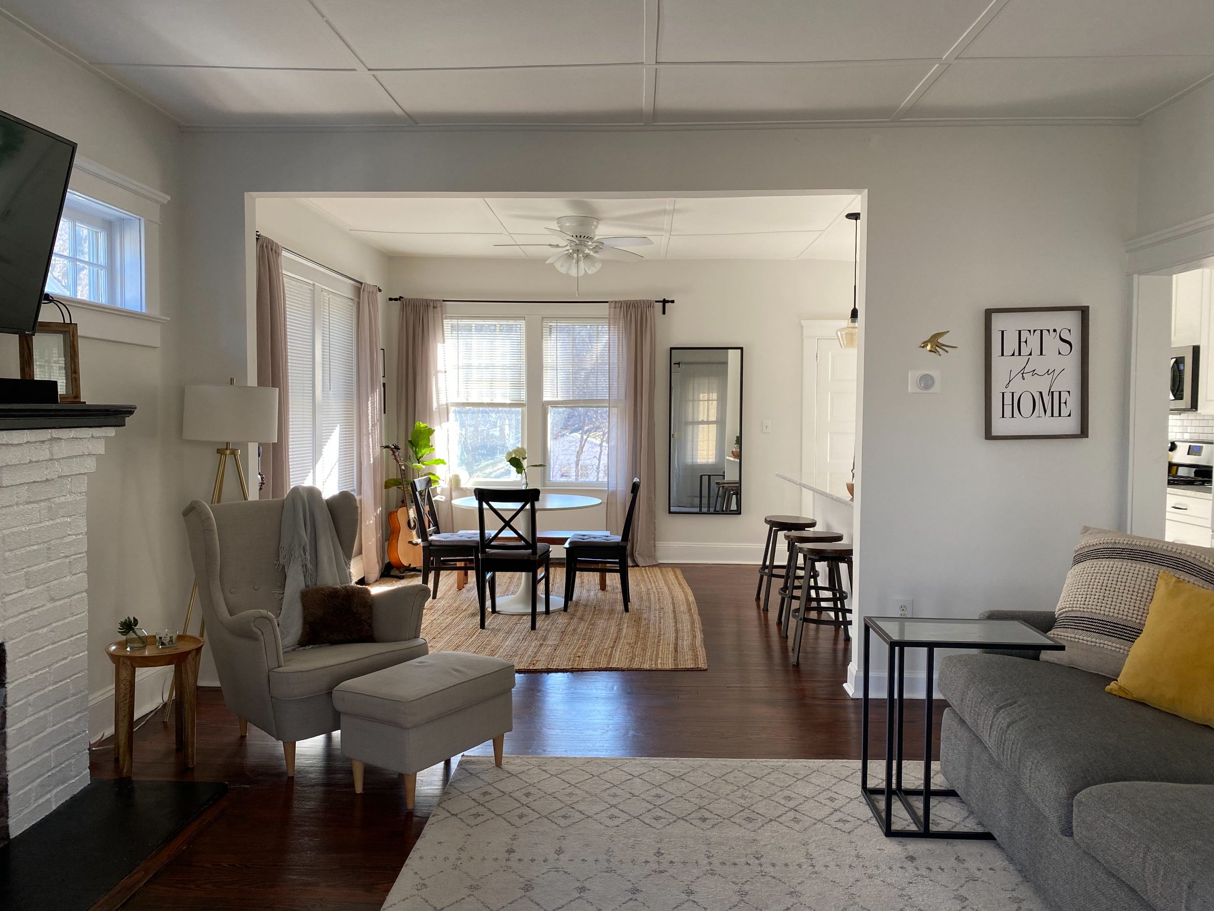 The finished living and dining rooms at the Western Ave house, Morristown, New Jersey.