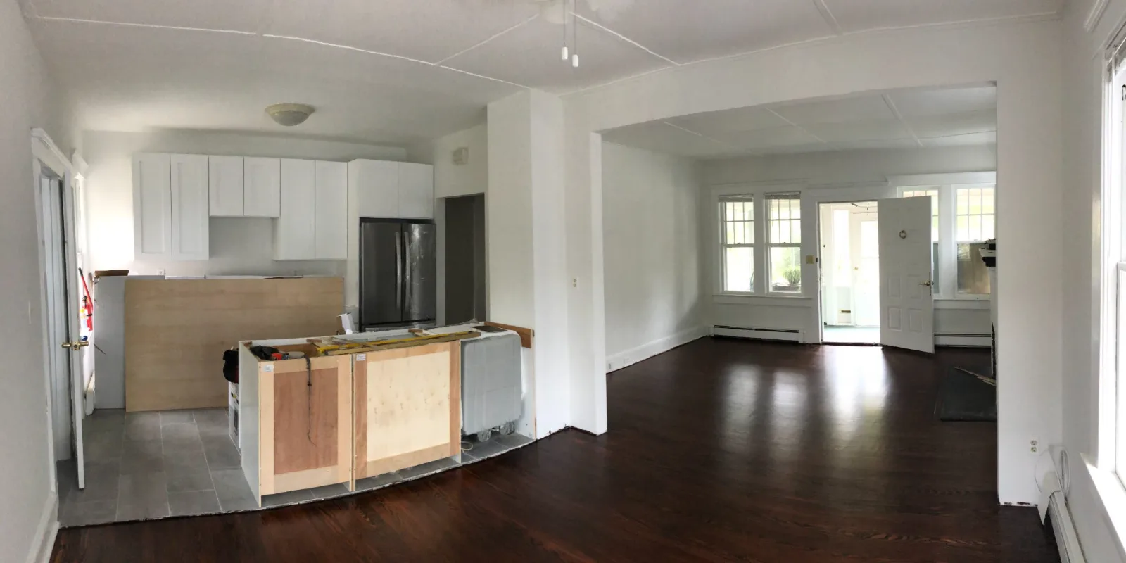 Cabinets going in